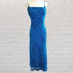 Blue Sheath Spaghetti Strap Maxi Dress